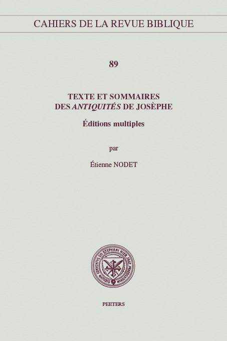 Texte et sommaires des « Antiquités » de Josèphe