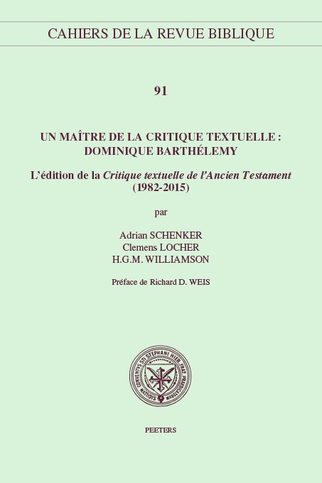 Un maître de la critique textuelle: Dominique Barthélemy
