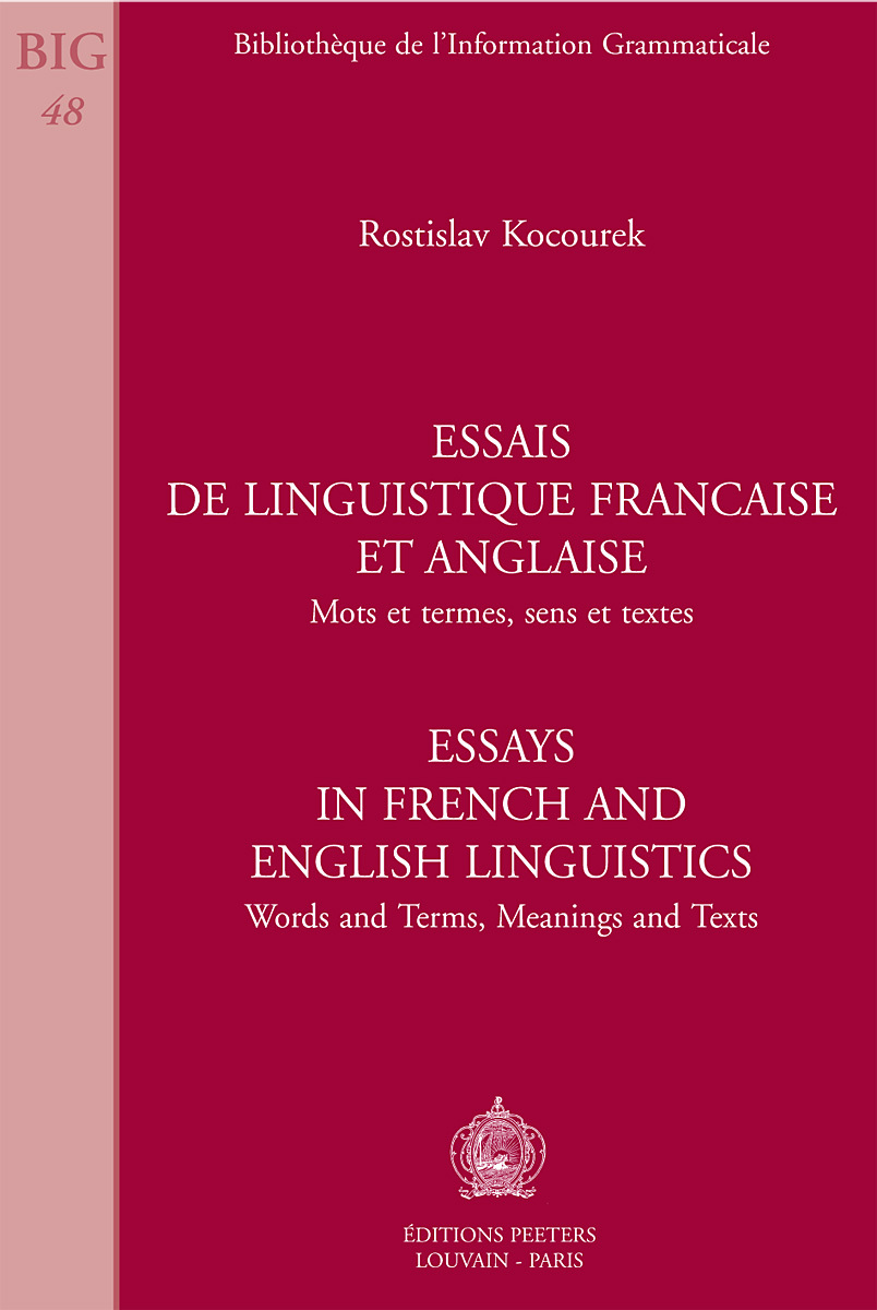 ESSAIS DE LINGUISTIQUE FRANCAISE ET ANGLAISE