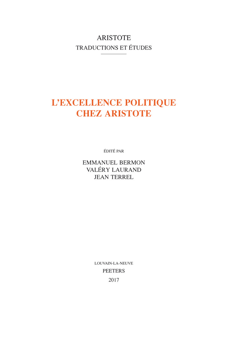 L EXCELLENCE POLITIQUE CHEZ ARISTOTE