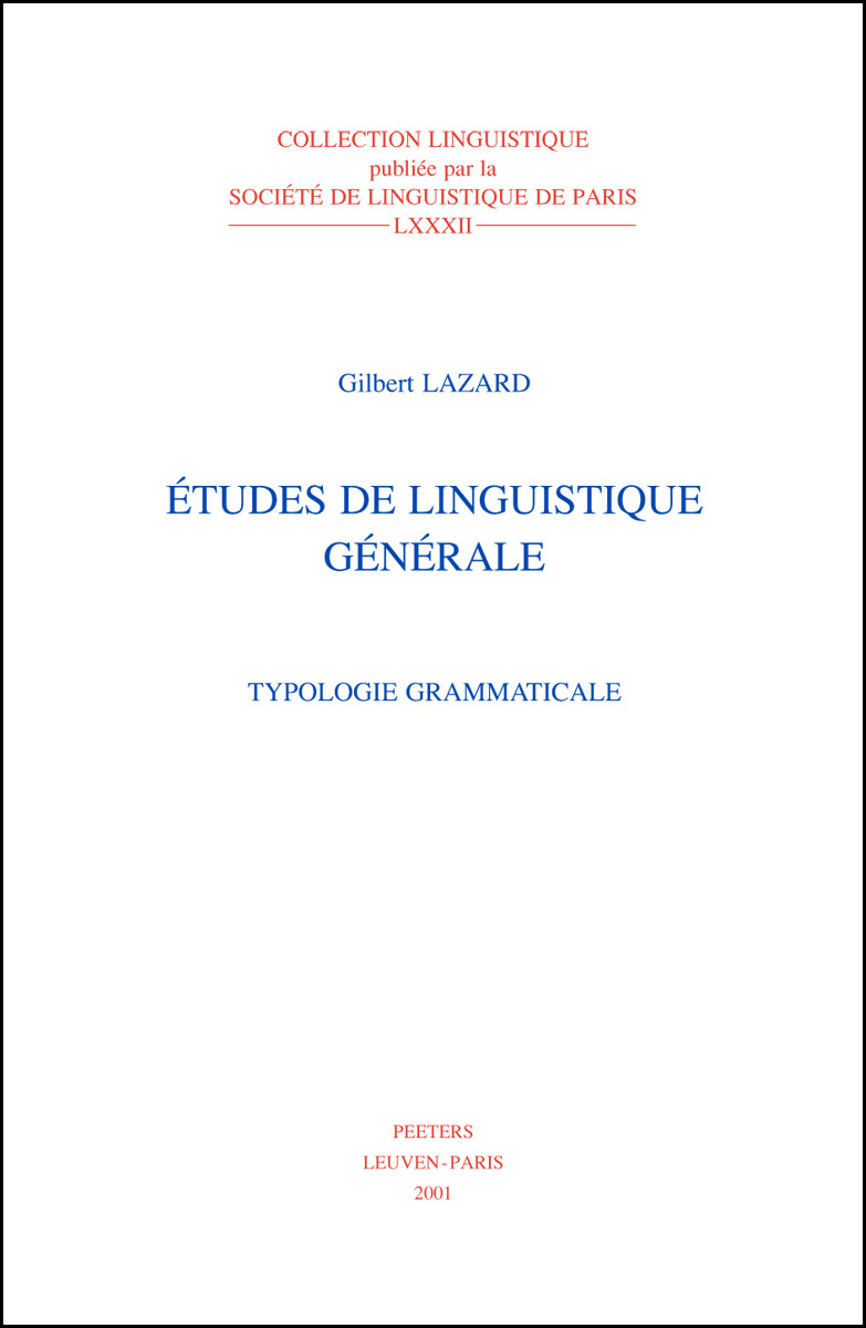 ETUDES DE LINGUISTIQUE GENERALE I TYPOLOGIE GRAMMATICALE