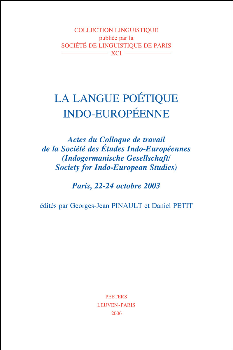LA LANGUE POETIQUE INDO-EUROPEENNE