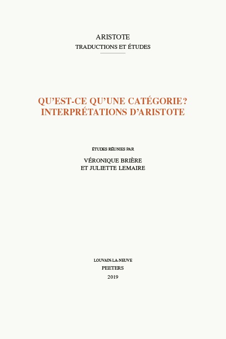 Qu'est-ce qu'une catégorie? Interprétations d'Aristote