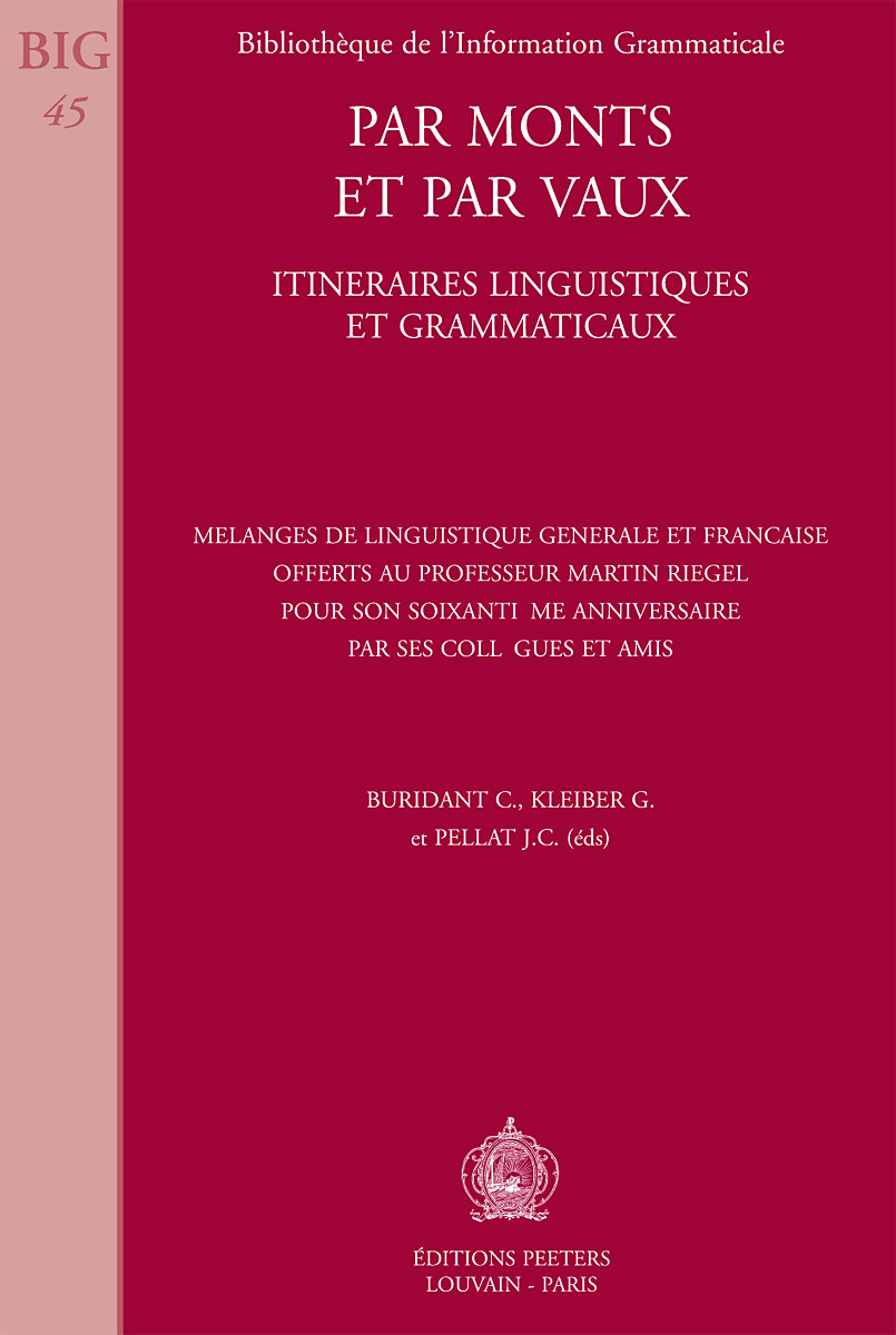PAR MONTS ET PAR VAUX ITINERAIRES LINGUISTIQUES ET GRAMMATICAUX