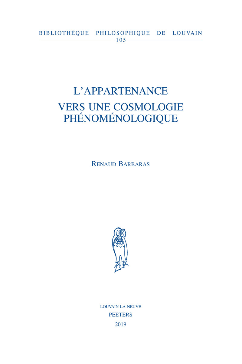L'APPARTENANCE VERS UNE COSMOLOGIE PHENOMENOLOGIQUE