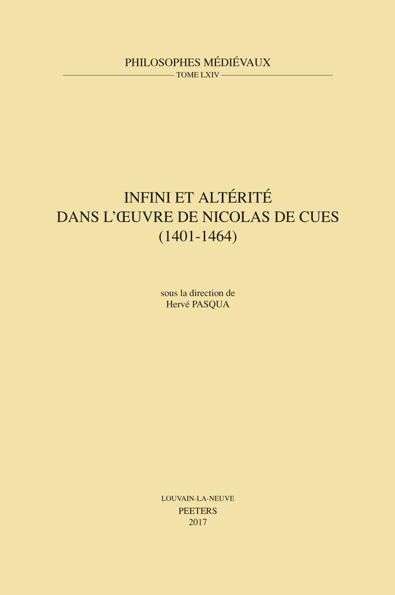 INFINI ET ALTERITE DANS L OEUVRE DE NICOLAS DE CUES (1401-1464)