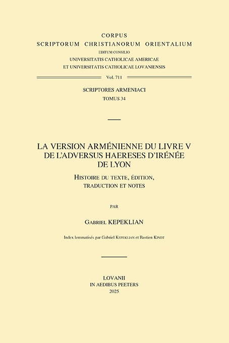 La version arménienne du Livre V de l'Adversus haereses d'Irénée de Lyon