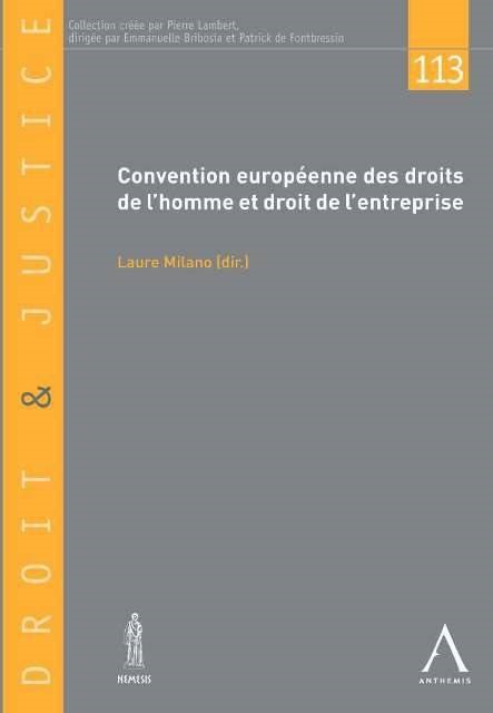 CONVENTION EUROPÉENNE DES DROITS DE L'HOMME ET DROIT DE L'ENTREPRISE
