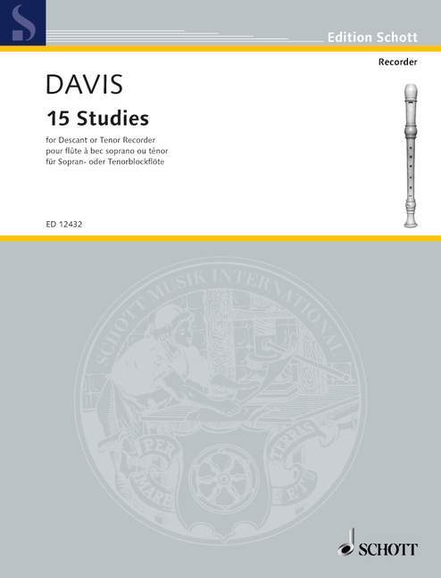 ALAN DAVIS : 15 STUDIES - POUR FLUTE A BEC SOPRANO OU TENOR