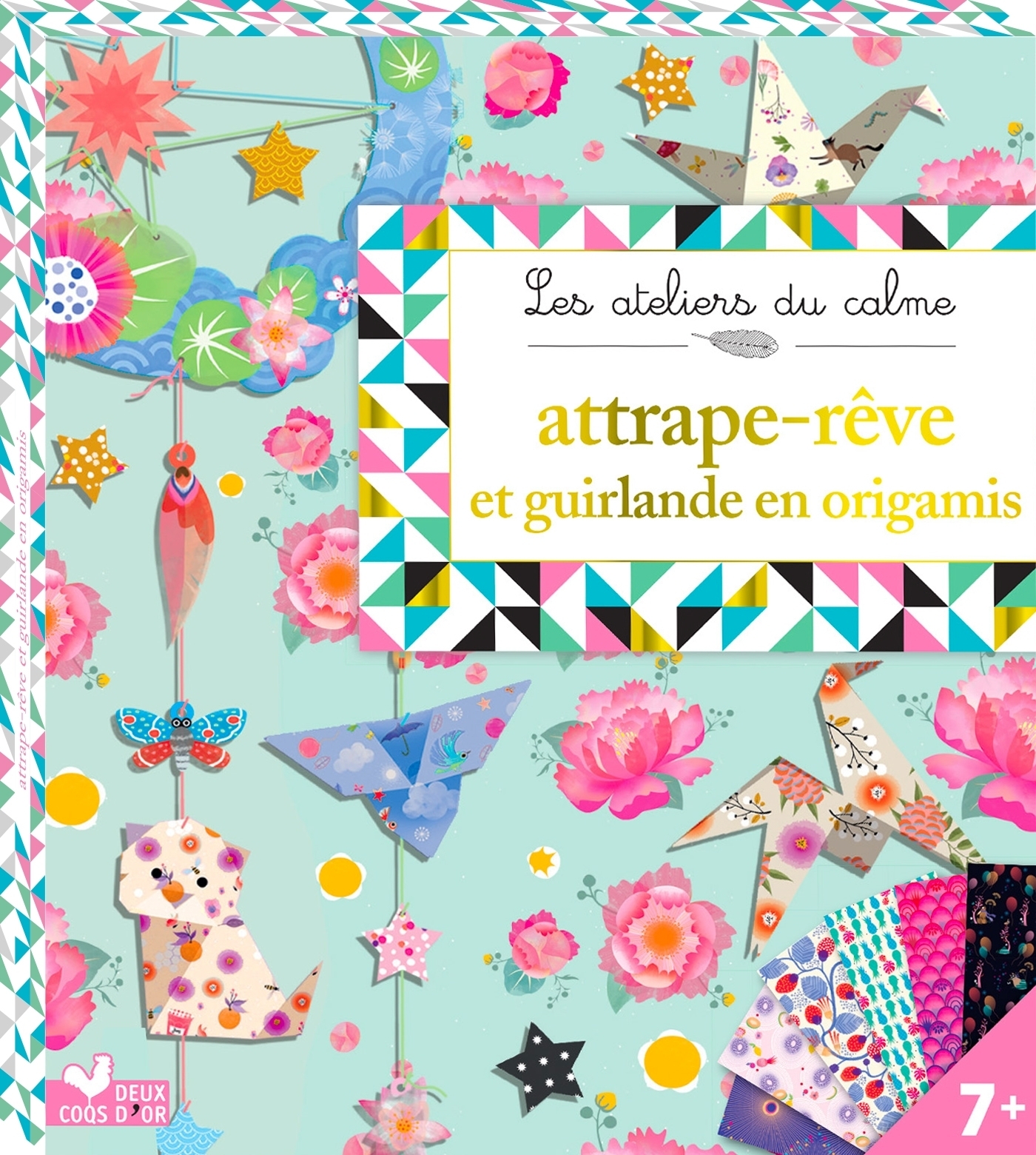 Attrape-rêve et guirlande en origamis - boite avec accessoires