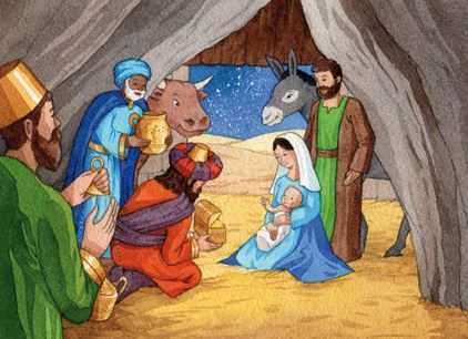 10 cartes doubles nuit de Noël - L'adoration des rois mages