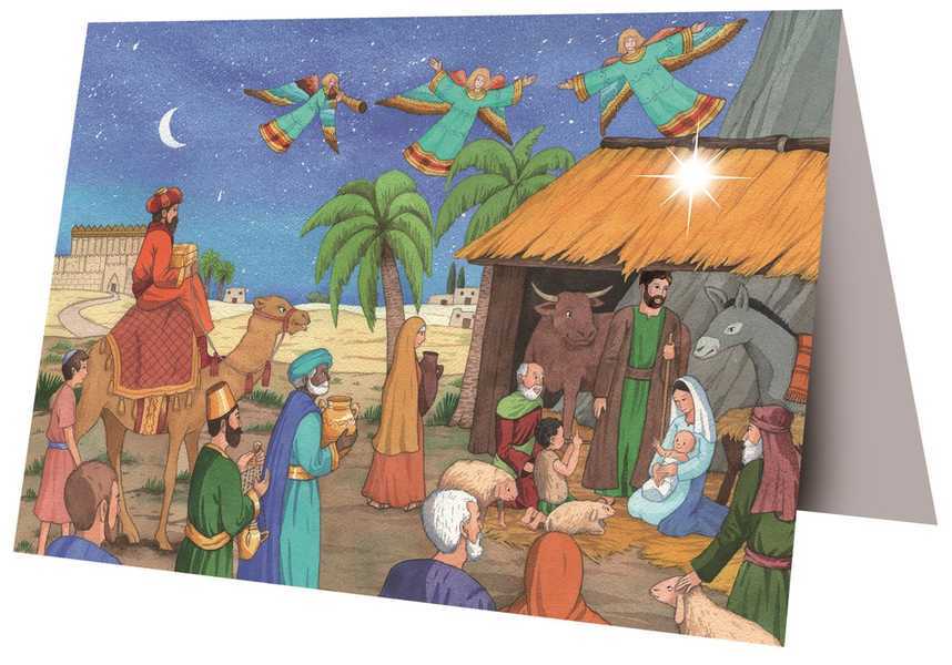 10 cartes doubles nuit de Noël - Grande Crèche