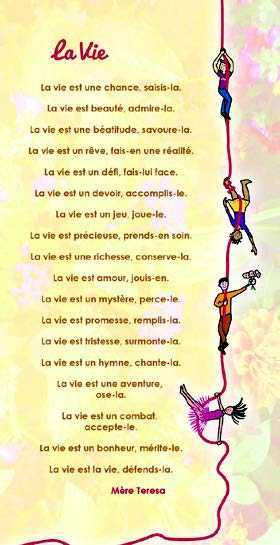 Lot de 10 - Carte texte La Vie