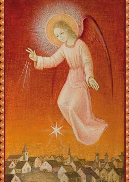 Lot de 10 - carte double Ange orange