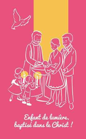 Lot de 25 - Image Baptême  - Coloris rose