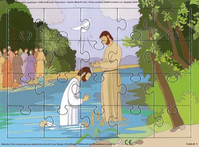 Puzzle sur planche 20 pièces - Le baptême de Jésus