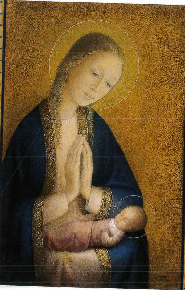 Lot de 10 - carte double Nativite Jesus sur les genoux