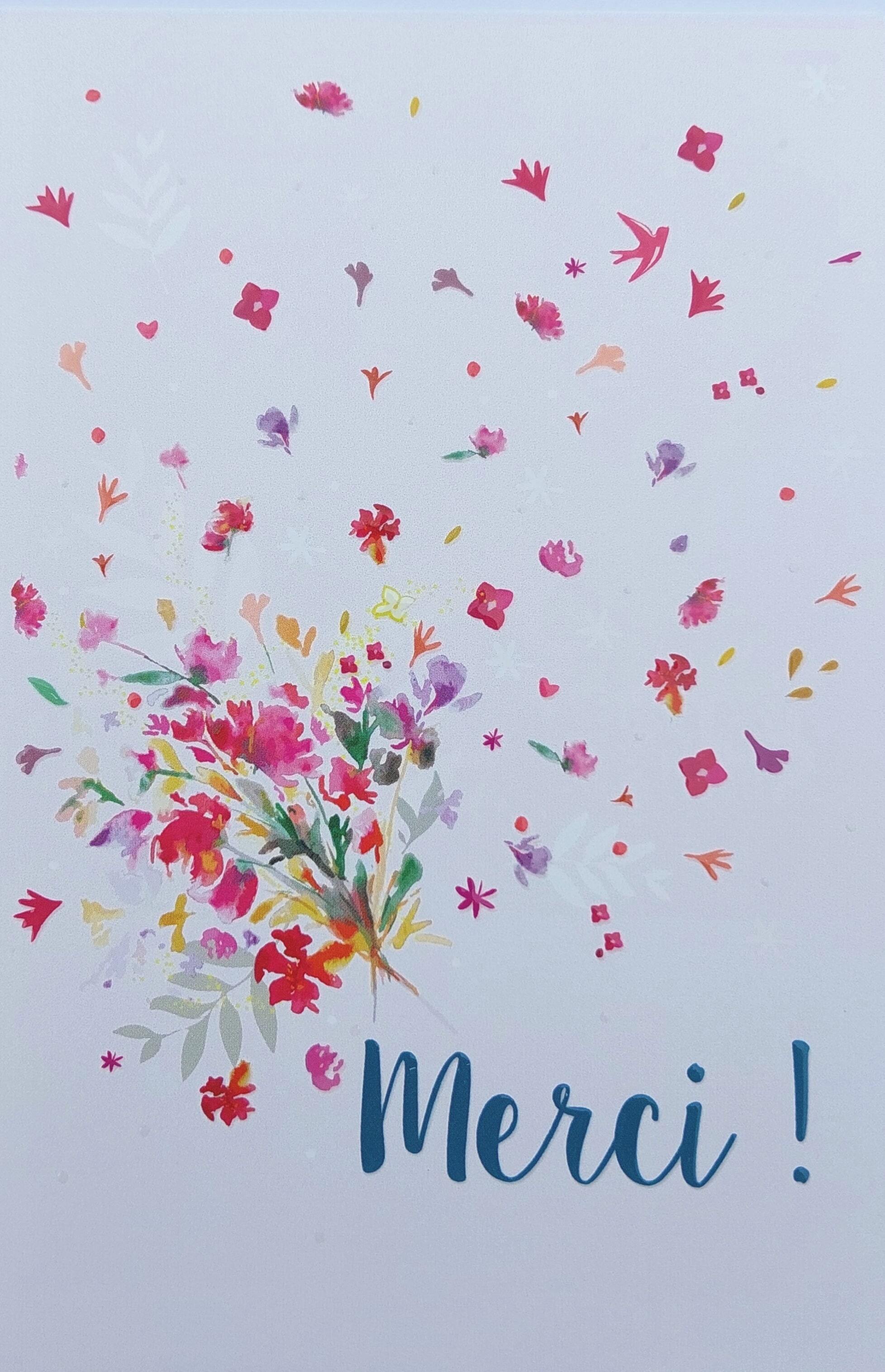 Carte + enveloppe sous cellophane - Bouquet Merci - vernis selectif - lot de 10