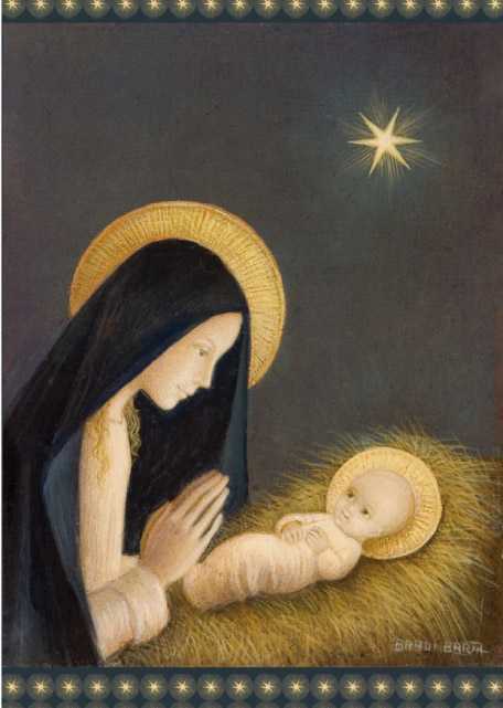 Lot de 10 - carte double Vierge genoux