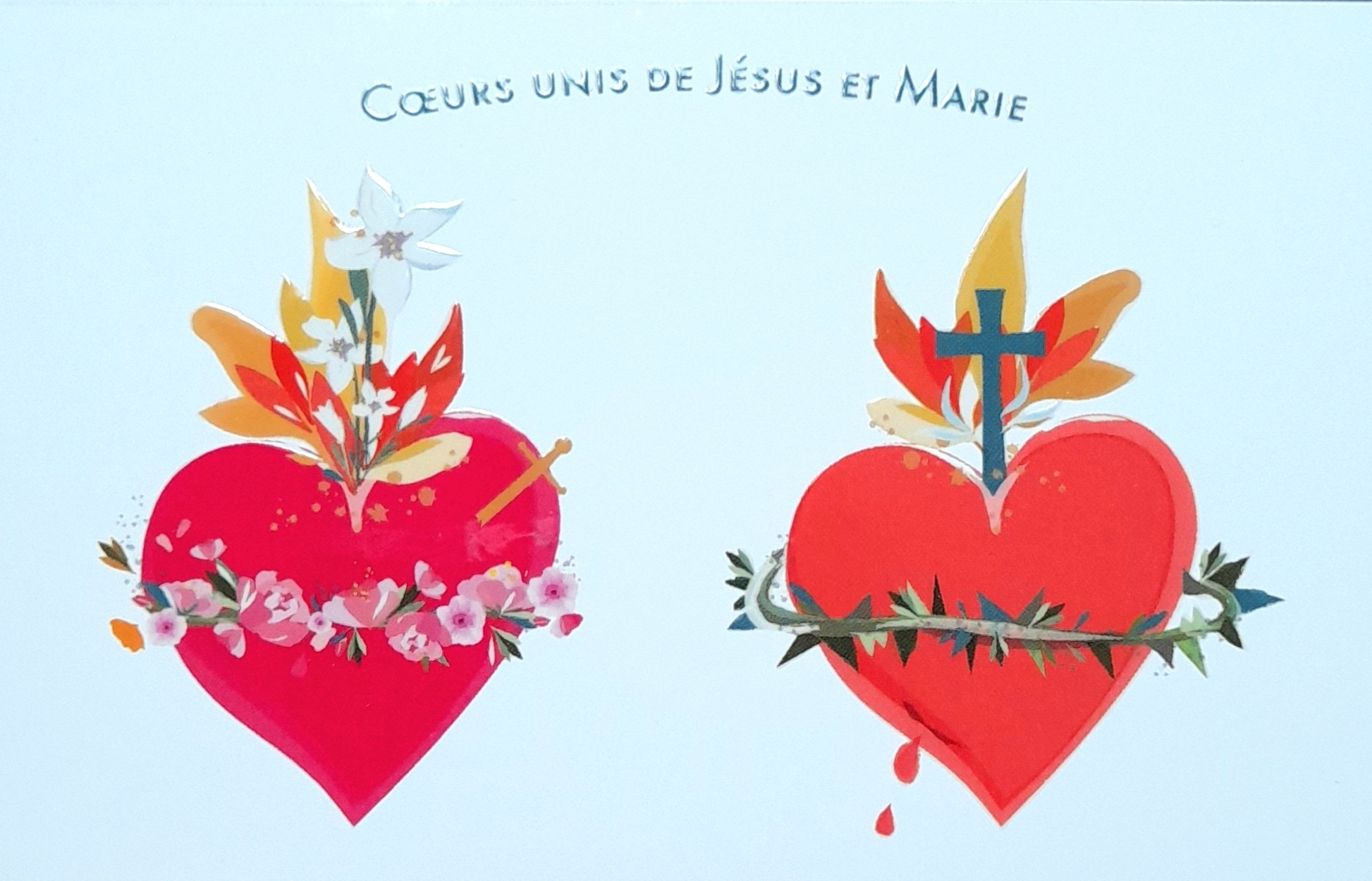 CÅurs unis de Jésus et Marie - vernis selectif - 25 ex