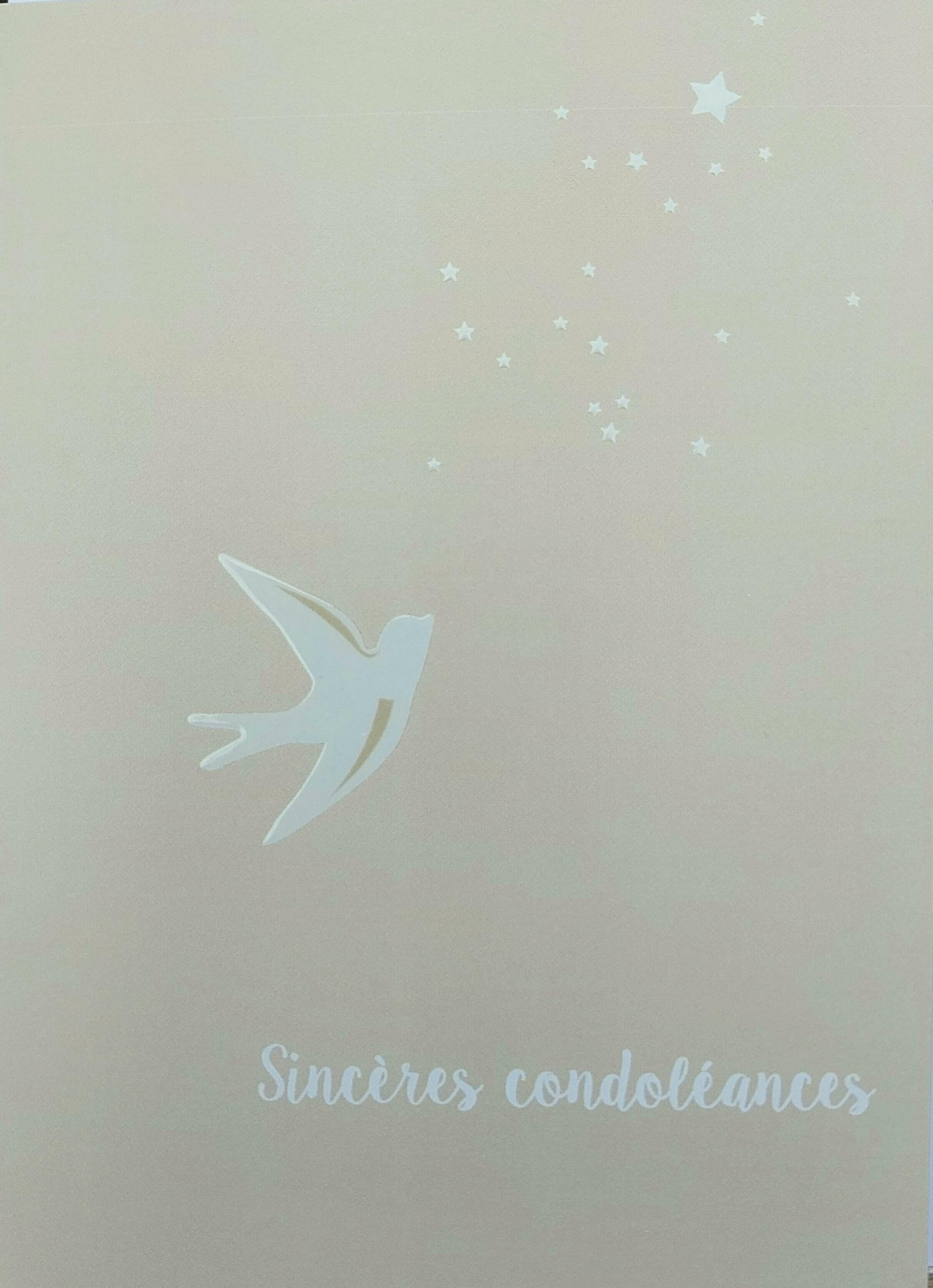 Carte double + enveloppe sous cellophane - Sincères Condoléances - lot de 10
