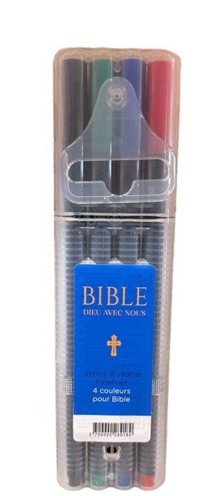 set 4 couleurs "Dieu avec Nous" Stylos Staedtler Fineliner  pour Bible 