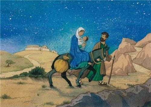 10 cartes doubles nuit de Noël - La fuite en Egypte