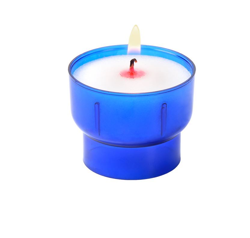 Veilleuse votive 47 mm diamètres  bleu - H40 mm