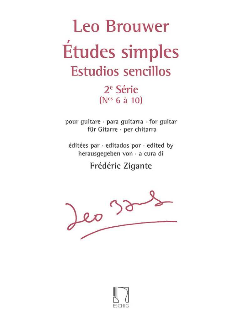LEO BROUWER : ETUDES SIMPLES - ESTUDIOS SENCILLOS (SERIE 2) NOS. 6-10 - POUR GUITARE