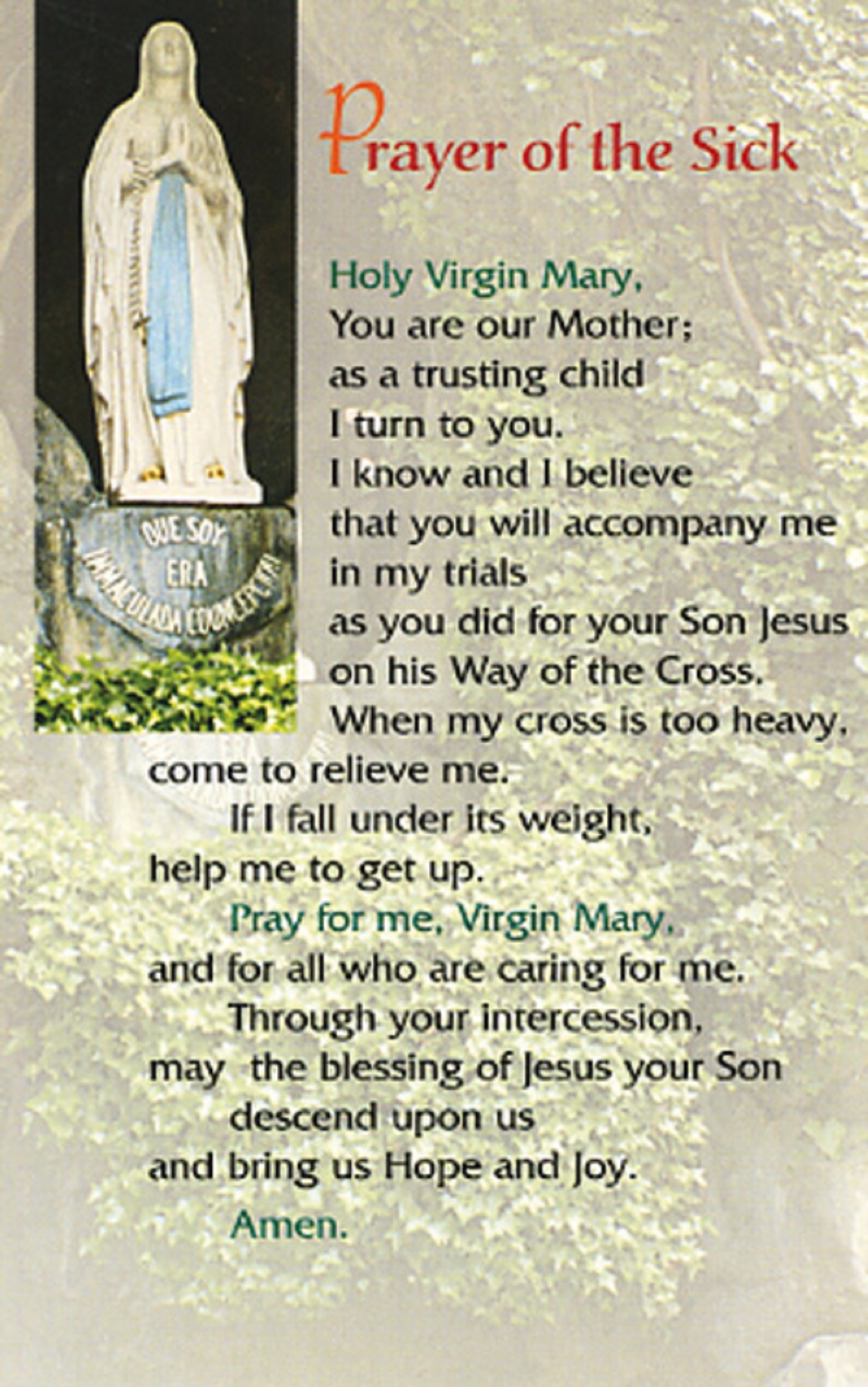 PACK PRAYER OF THE SICK PR27 10EX