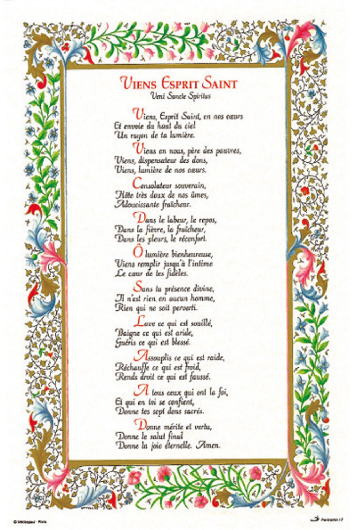 PARCHEMIN 17 VIENS ESPRIT SAINT