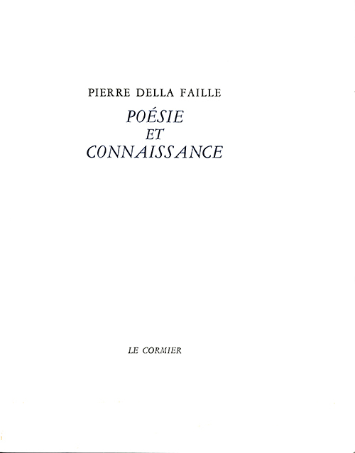 POESIE ET CONNAISSANCE