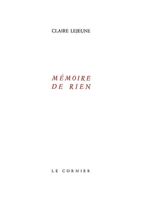 MEMOIRE DE RIEN