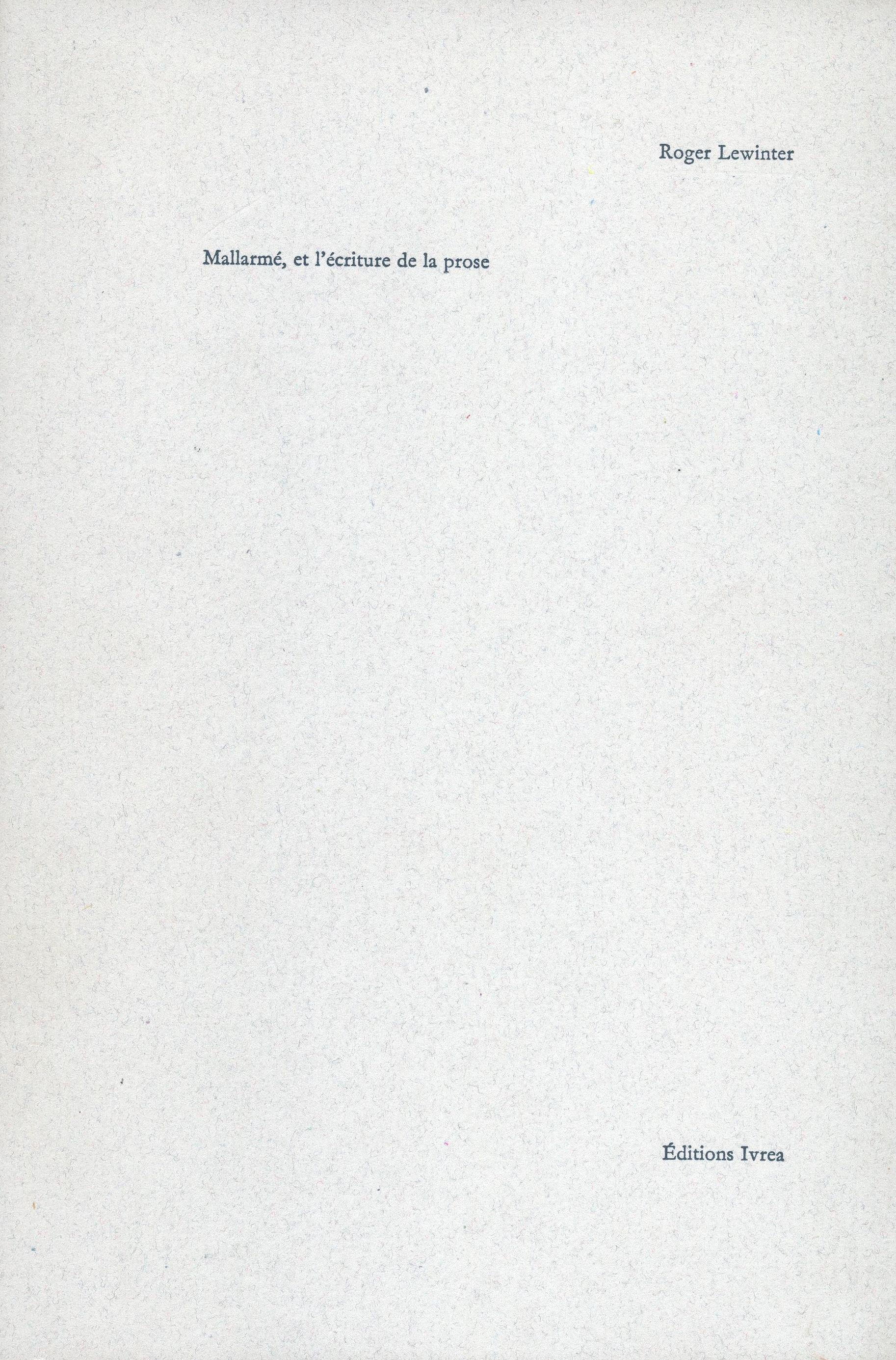 Mallarmé et l'écriture de la prose