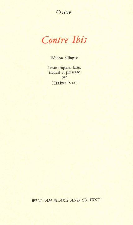 Contre Ibis, Edition bilingue