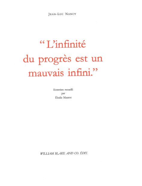 L'infinité du progrès est un mauvais infini