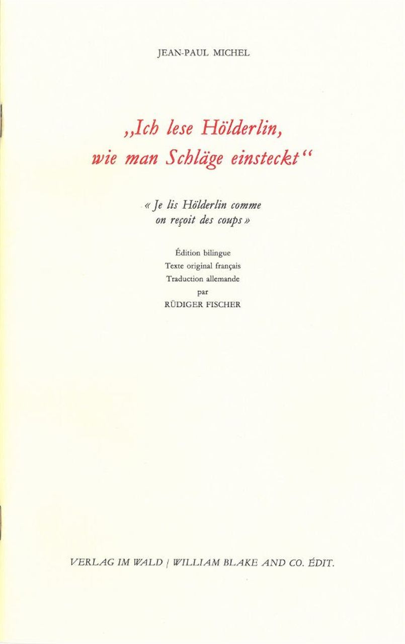 Ich Lese Holderlin, Wie Man Schlage Einsteckt