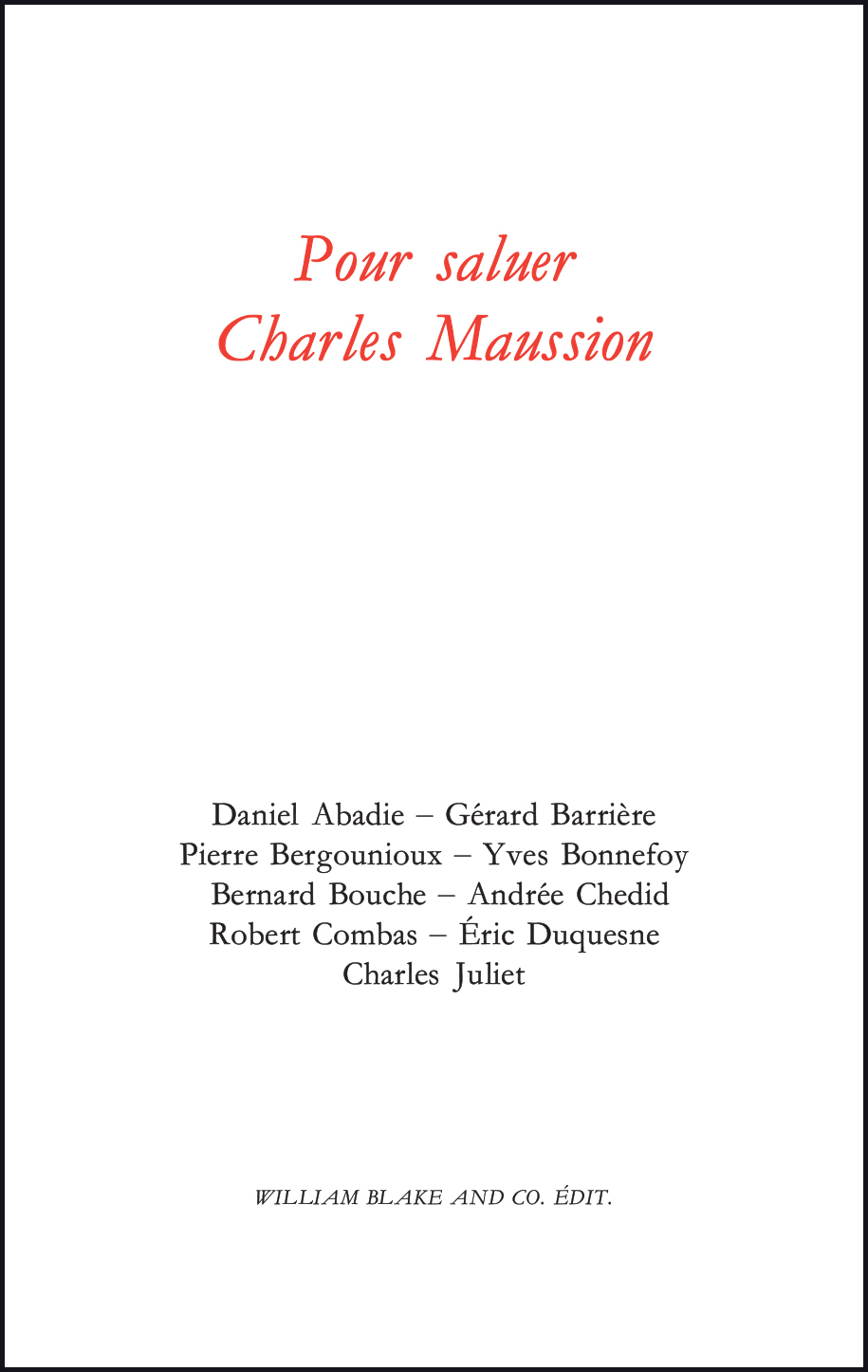 Pour saluer Charles Maussion