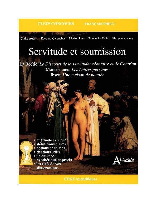 Servitude et soumission - La Boétie, Le discours de la servitude volontaire ou