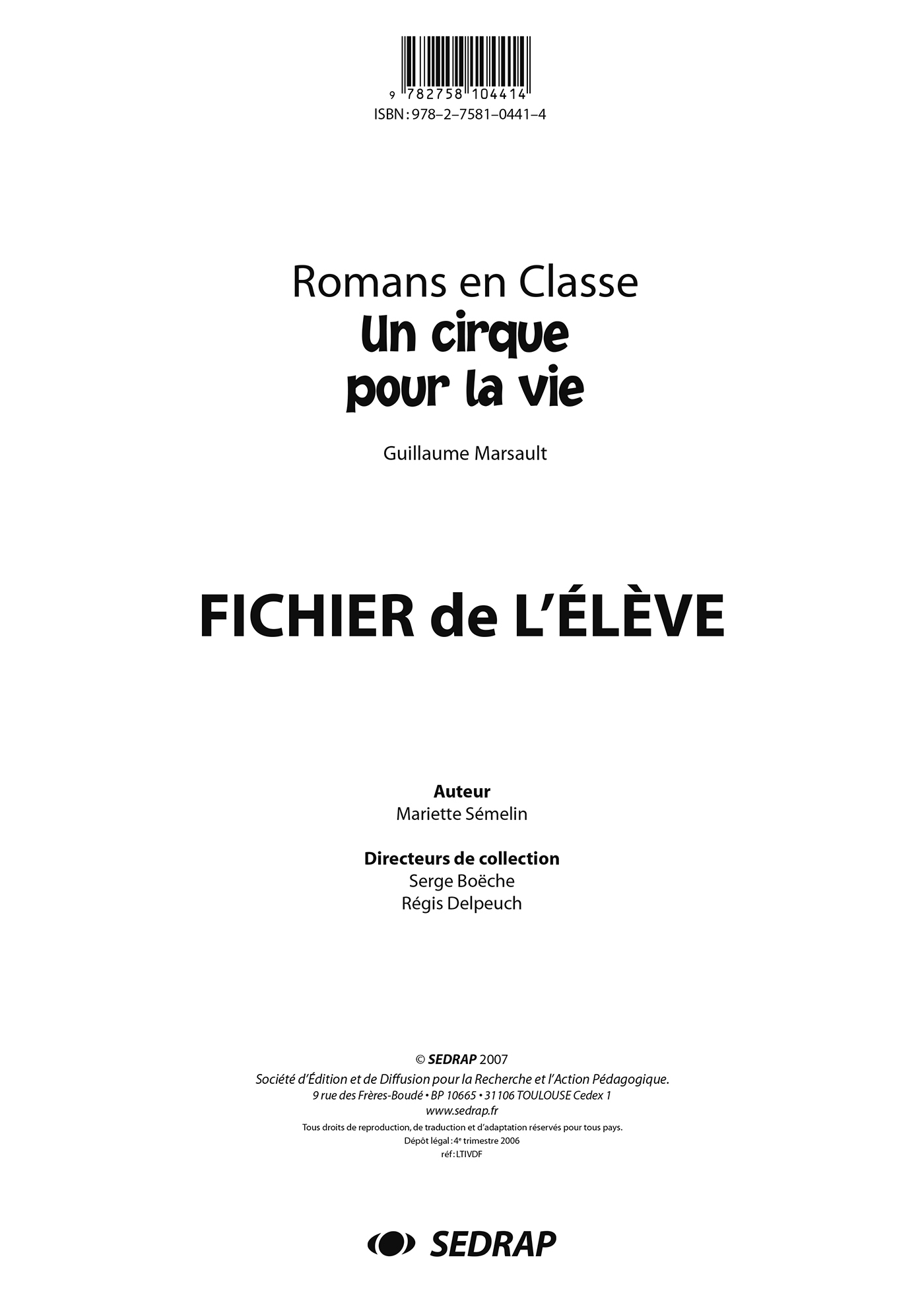 CIRQUE POUR LA VIE - FICHIER