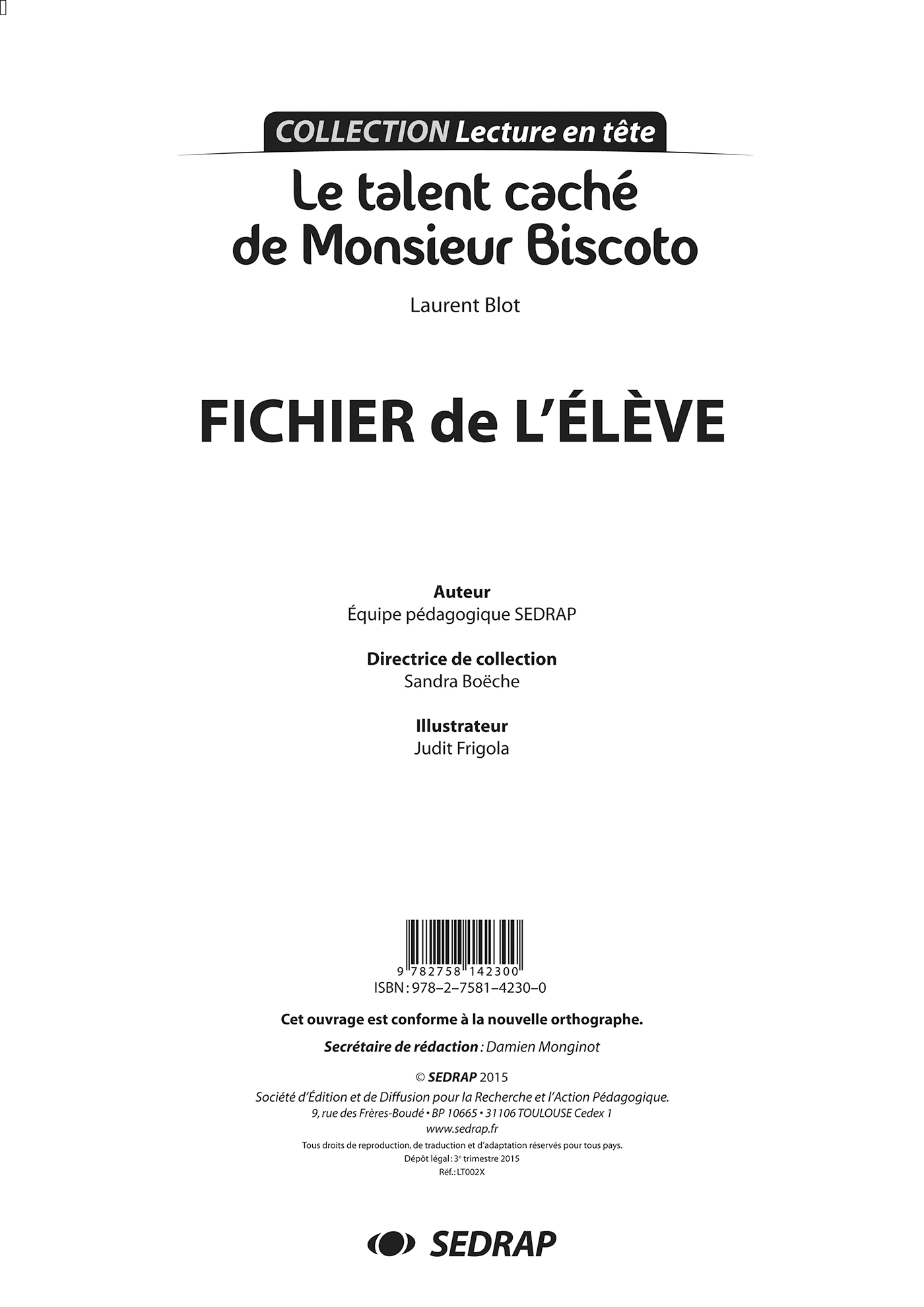 TALENT CACHE DE MONSIEUR BISCOTO - FICHIER