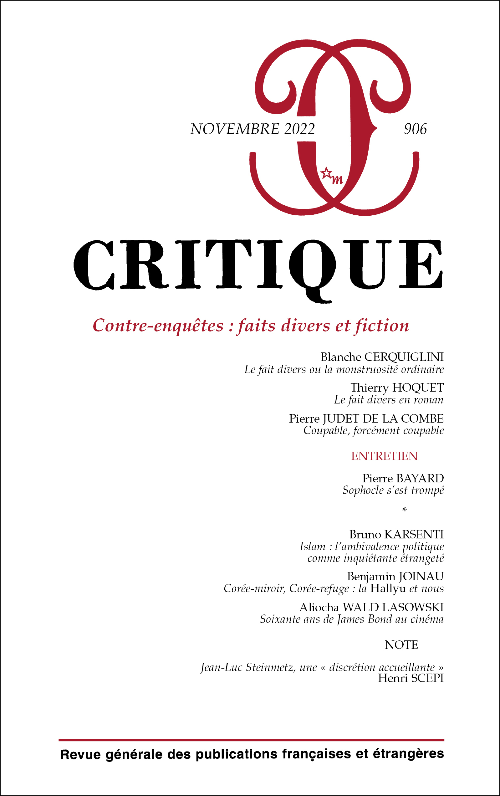 Critique 906 : Contre-enquêtes : faits divers et fiction