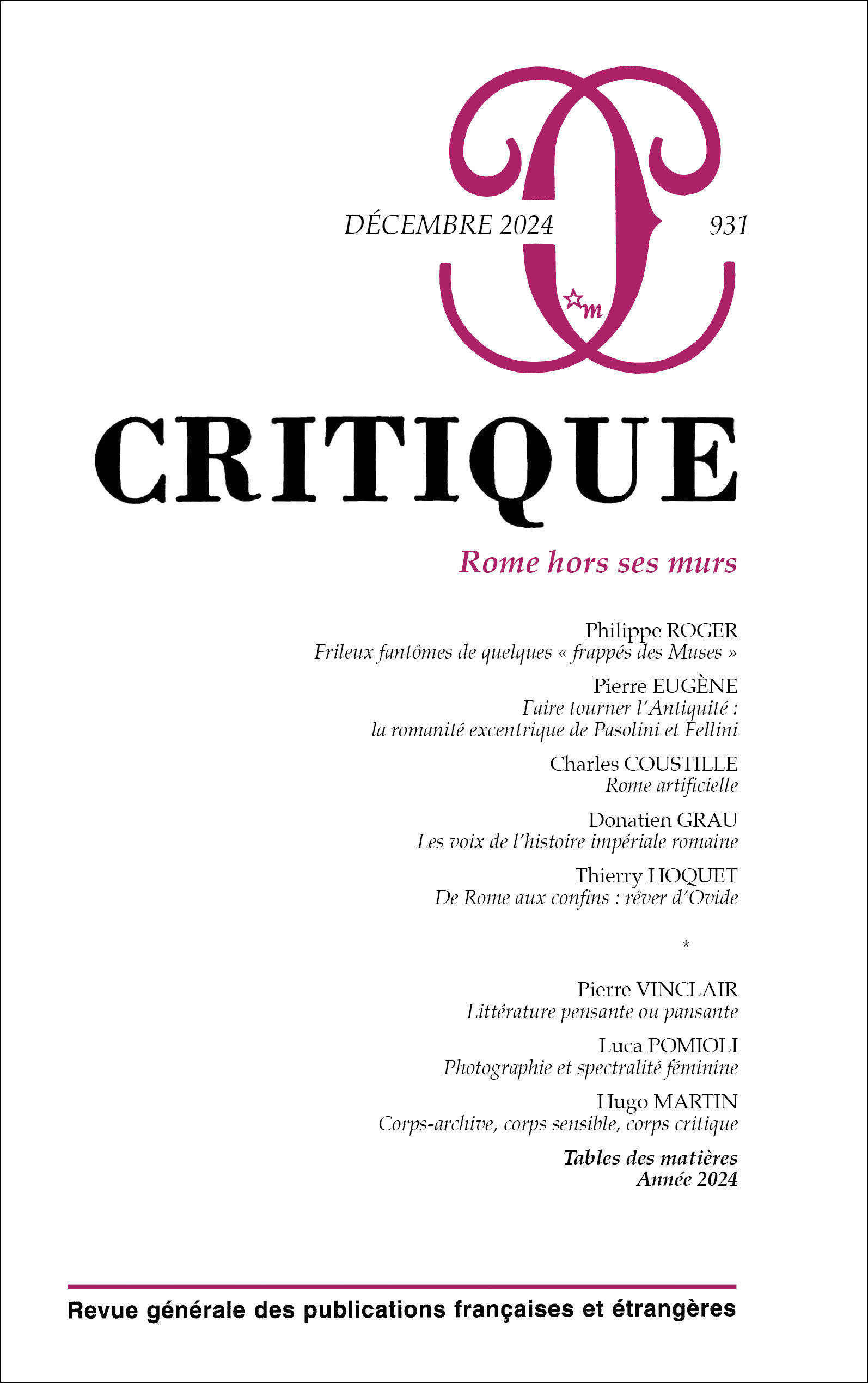 Critique 931 Rome hors ses murs