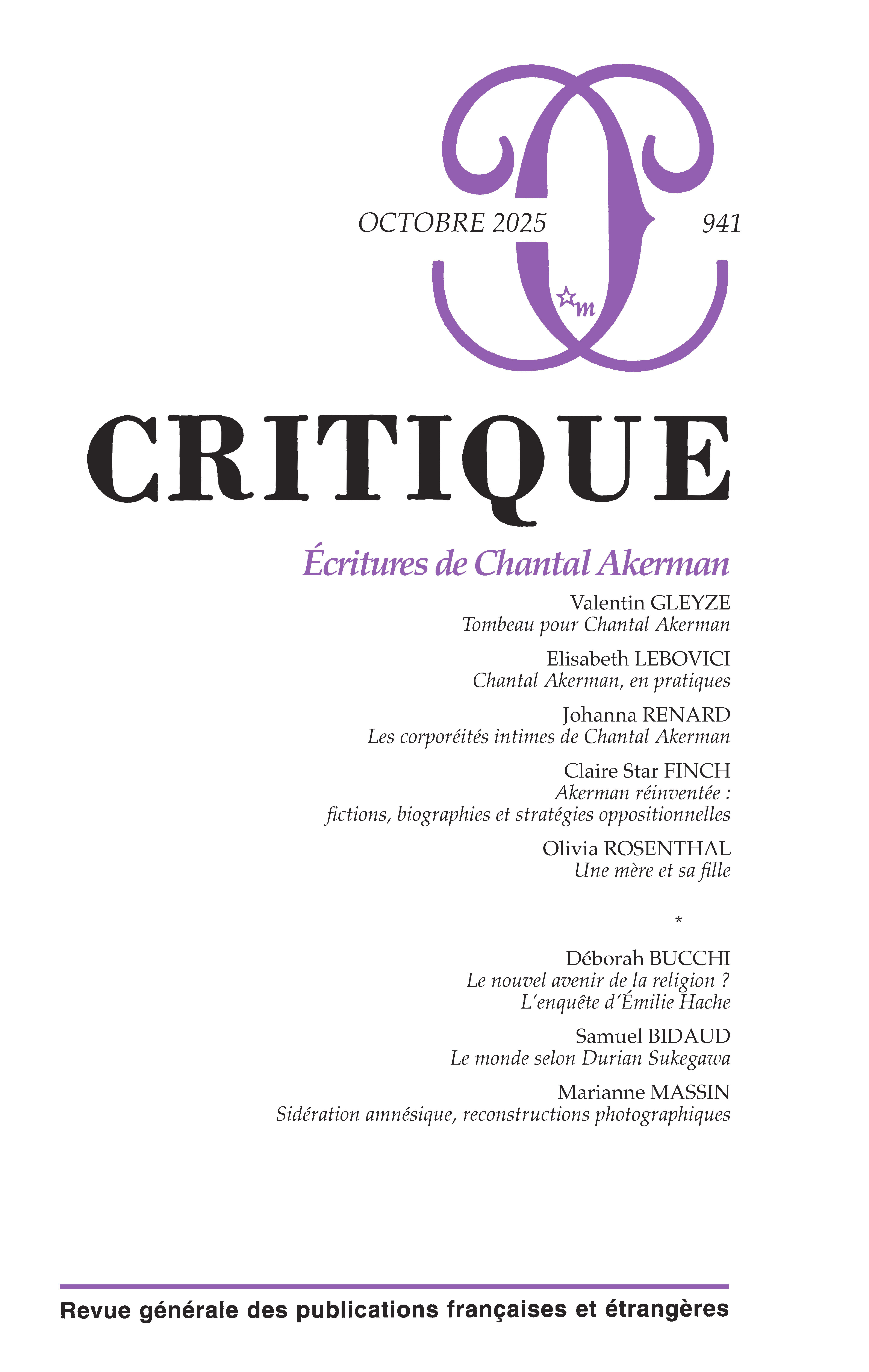 Critique n°941 - Écritures de Chantal Akerman