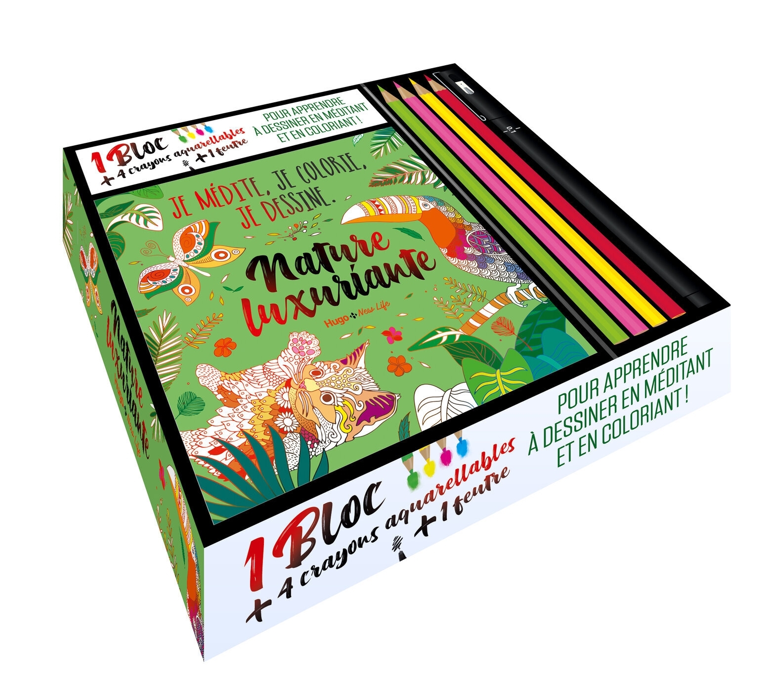 Coffret Je médite, je colorie, je dessine - Nature luxuriante