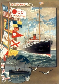 Carnet ligné Affiche Paquebot La Touraine