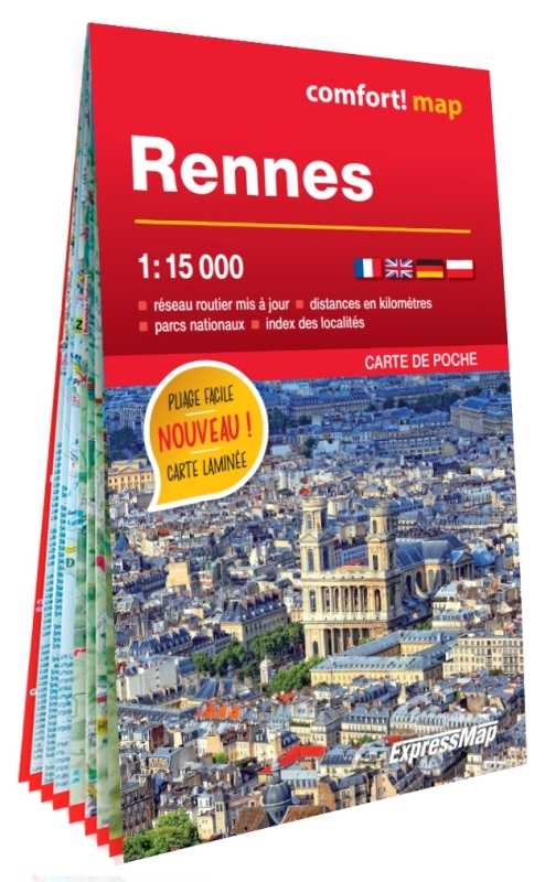 Rennes 1/15.000 (carte format poche laminée - plan de ville)