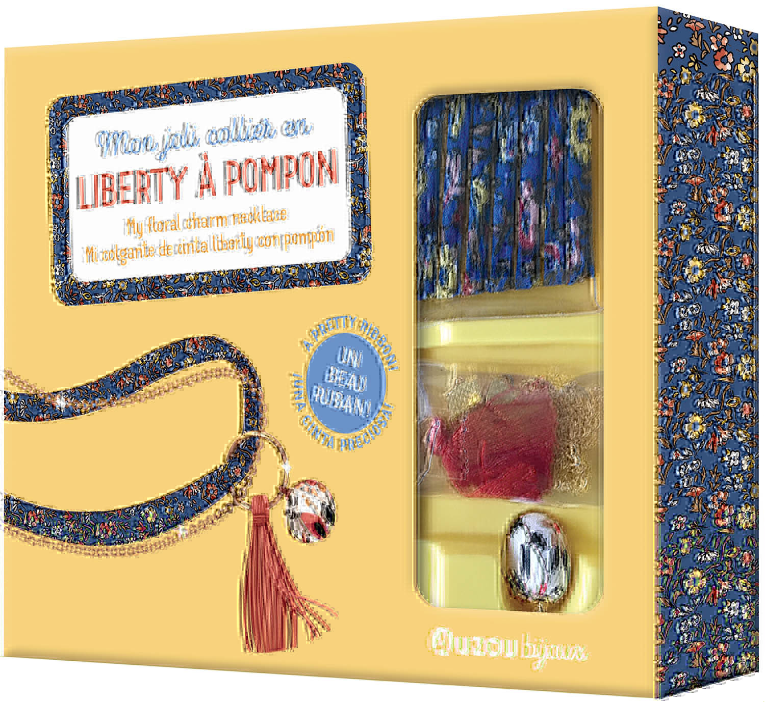 MON JOLI COLLIER EN LIBERTY A POMPON - MON SUPERBE BIJOU NED