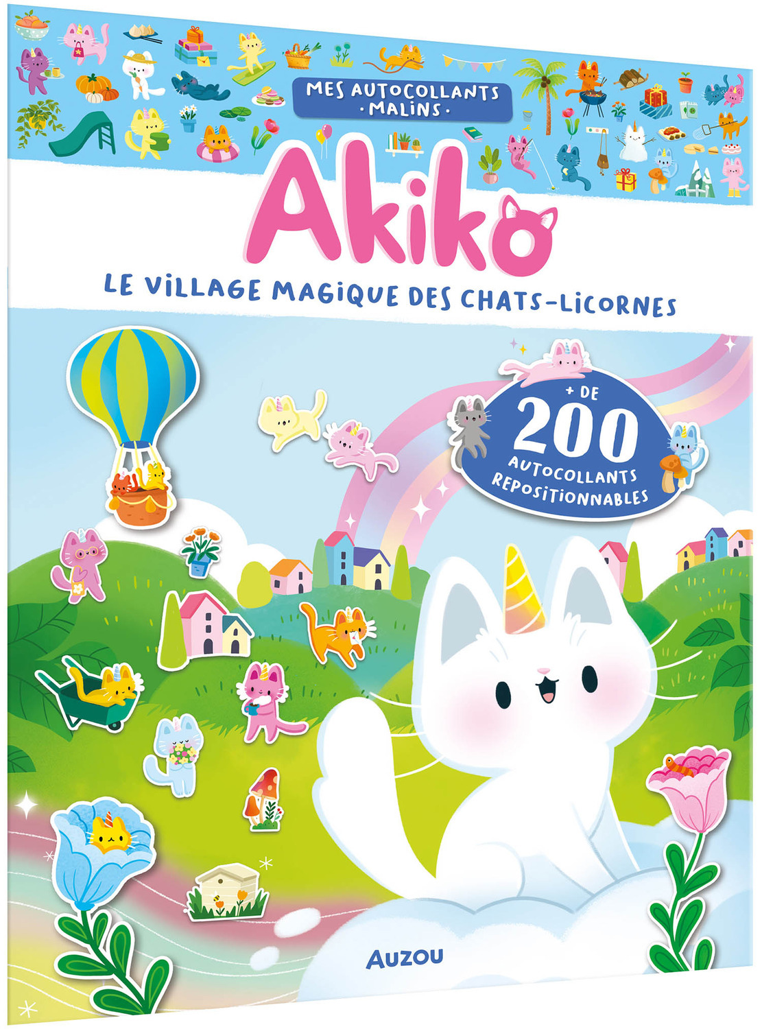 MES AUTOCOLLANTS MALINS - AKIKO - LE VILLAGE MAGIQUE DES CHAT-LICORNES