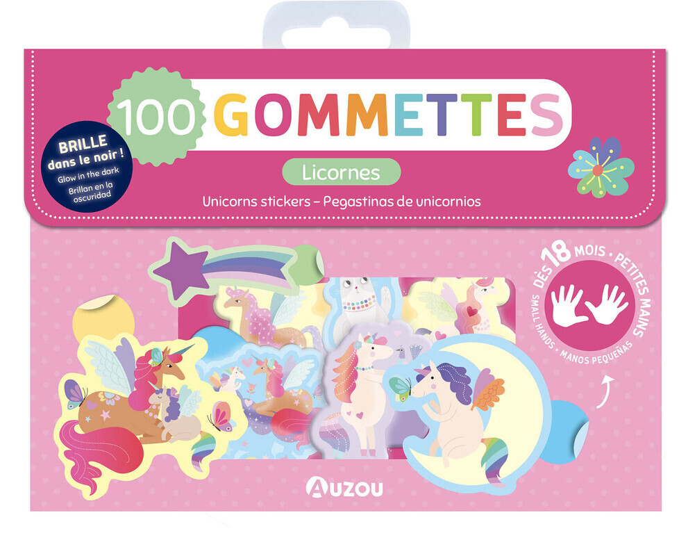 Ma pochette de 100 gommettes Licornes - qui brillent dans le noir